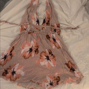 Pink halter mini dress